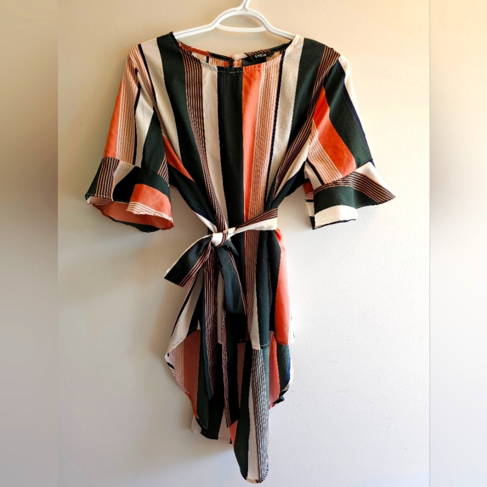 Shein High Low Striped Blouse XL